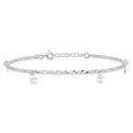 Sterling Silver Polished Star and Moon 9in Plus 1in Ext. Anklet