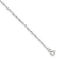 Sterling Silver 10in Plus 1in ext. Anklet