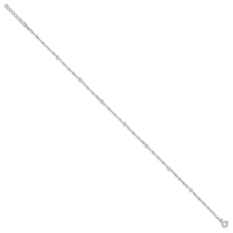 Sterling Silver 10in Plus 1in ext. Anklet