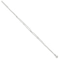 Sterling Silver Polished 2-Strand Feather 9in Plus 1in Ext Anklet