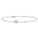 Sterling Silver Rhodium-plated CZ Turtle 9in Plus 2in Ext Anklet