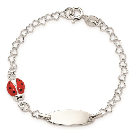 Sterling Silver Polished Lady Bug Baby Engraveable ID Bracelet