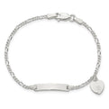 Sterling Silver 6.25 in Children's ID with Heart Charm Bracelet