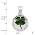 Sterling Silver 4 Leaf Clover Clear Enamel Pendant