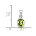 Sterling Silver Rhodium-plated Polished Peridot Oval Pendant