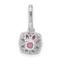 Sterling Silver Rhodium-plated Pink & White CZ Slide