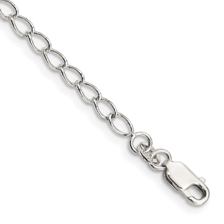 Sterling Silver 3mm Half Round Wire Open Curb Chain Anklet