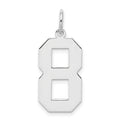 Sterling Silver/Rhodium-plated Polished Number 8 Charm