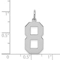 Sterling Silver/Rhodium-plated Polished Number 8 Charm