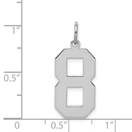 Sterling Silver/Rhodium-plated Polished Number 8 Charm