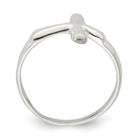 Sterling Silver Horizontal Tiny Freeform Cross Ring