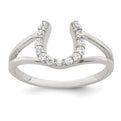 Sterling Silver Polished CZ Horseshoe Ring