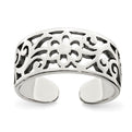 Sterling Silver Antiqued Floral Toe Ring