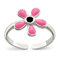 Sterling Silver Pink Enameled Floral Toe Ring