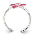 Sterling Silver Pink Enameled Floral Toe Ring