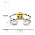 Sterling Silver Yellow & Black Enameled Smiley Toe Ring