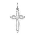 Sterling Silver Rhodium-plated Laser Designed Cross Pendant