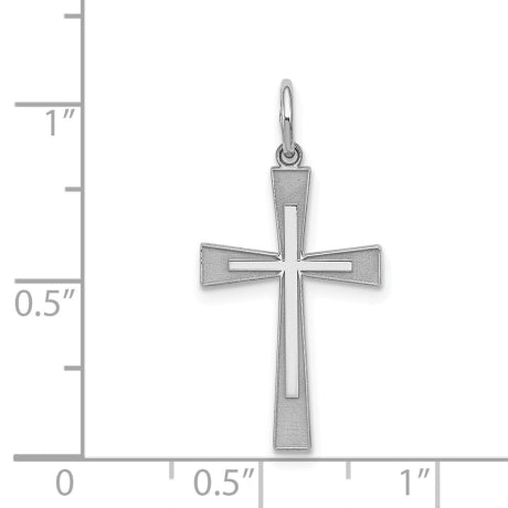 Sterling Silver Rhodium-plated Laser Designed Cross Pendant