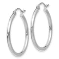 14k White Gold Polished 2x25mm Lightweight Tube Hoop Earrings