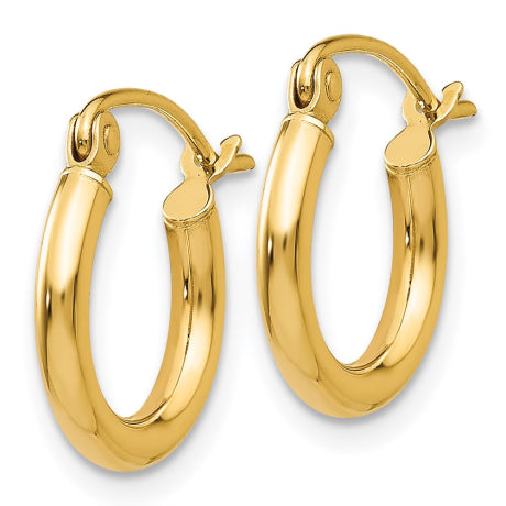 14k Polished 2x12mm Lightweight Tube Hoop Earrings