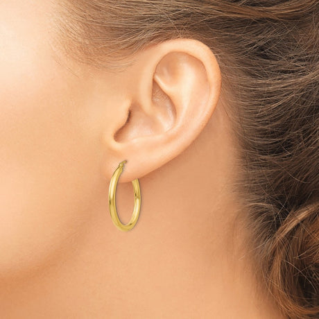 14k Polished 2.5mm Lightweight Tube Hoop Earrings