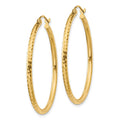 14k Diamond-cut 2mm Round Tube Hoop Earrings