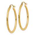 14k Diamond-cut 2mm Round Tube Hoop Earrings