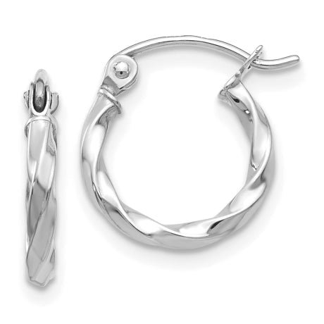 14k WG Twist Polished Hoop Earring