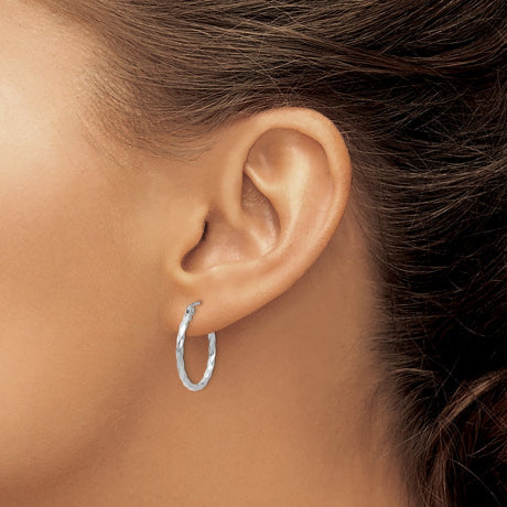 14k WG Twist Polished Hoop Earring