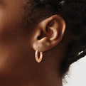 14K Rose Gold Textured Hollow Hoop Earrings