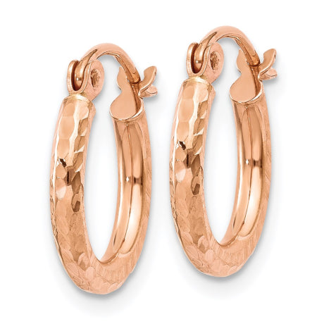 14k Rose Gold Lightweight Diamond-cut Hoop Earrings