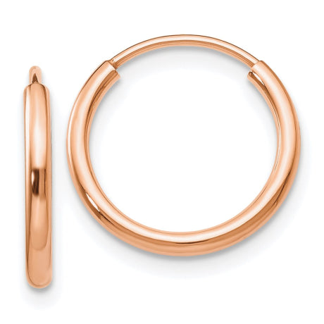 14k Rose Gold Polished Endless Tube Hoop Earrings