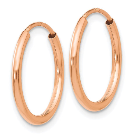 14k Rose Gold Polished Endless Tube Hoop Earrings