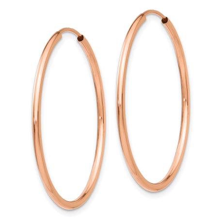 14k Rose Gold Polished Endless Tube Hoop Earrings