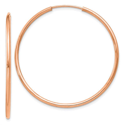 14k Rose Gold Polished Endless Tube Hoop Earrings