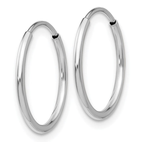 14k White Gold Polished Endless Tube Hoop Earrings