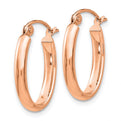 14k Rose Gold Polished Half-Round Oval Hoop Earrings