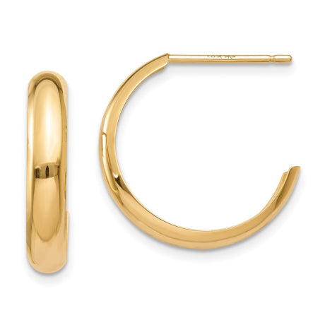 14k Polished 3.5mm J-Hoop Earrings