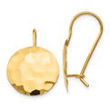 14k Hammered Circle Disc Earrings