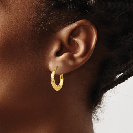 14K Textured Hollow Hoop Earrings