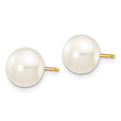 14k 7-8mm White Button Freshwater Cultured Pearl Stud Post Earrings