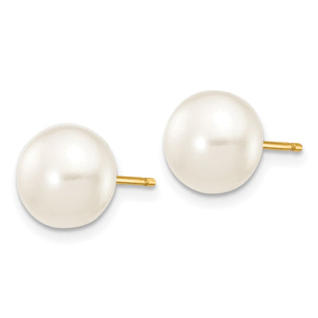 14k 7-8mm White Button Freshwater Cultured Pearl Stud Post Earrings