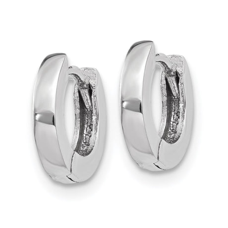 14k White Gold Polished Round Hinged Hoop Earrings