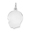 Sterl Silver Rh-plt Engraveable Boy Polished Front/Satin Back Disc Charm