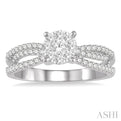 5/8 Ctw Diamond Lovebright Engagement Ring in 14K White Gold