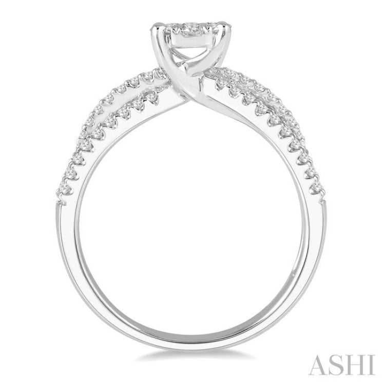 5/8 Ctw Diamond Lovebright Engagement Ring in 14K White Gold