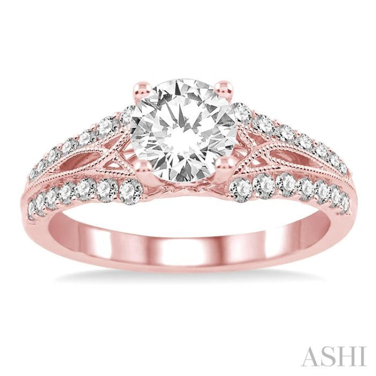 3/8 Ctw Diamond Semi-Mount Engagement Ring in 14K Rose Gold