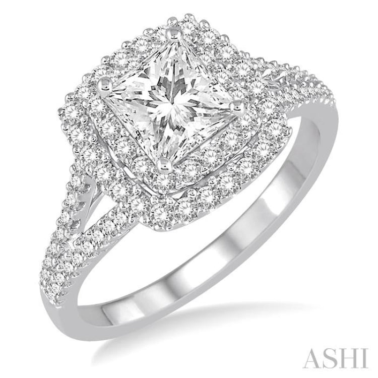 5/8 Ctw Diamond Semi-Mount Engagement Ring in 14K White Gold