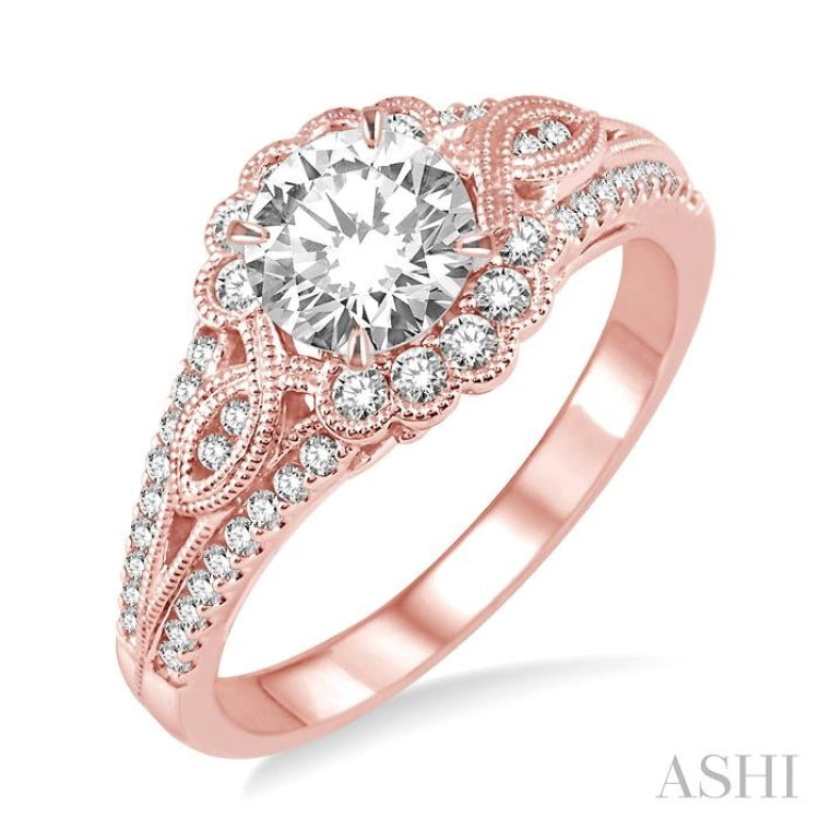 3/8 Ctw Diamond Semi-mount Engagement Ring in 14K Rose Gold