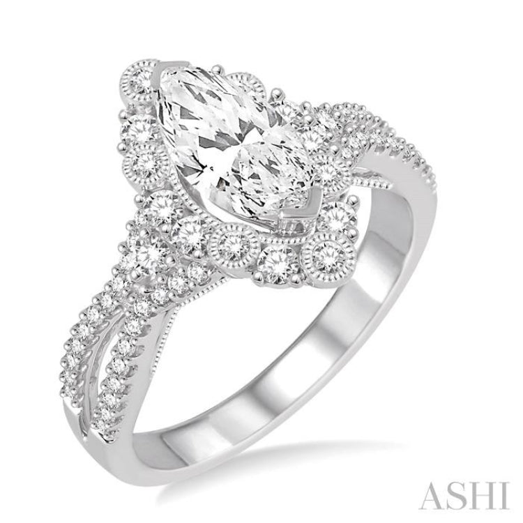 1/2 Ctw Diamond Semi-mount Engagement Ring in 14K White Gold